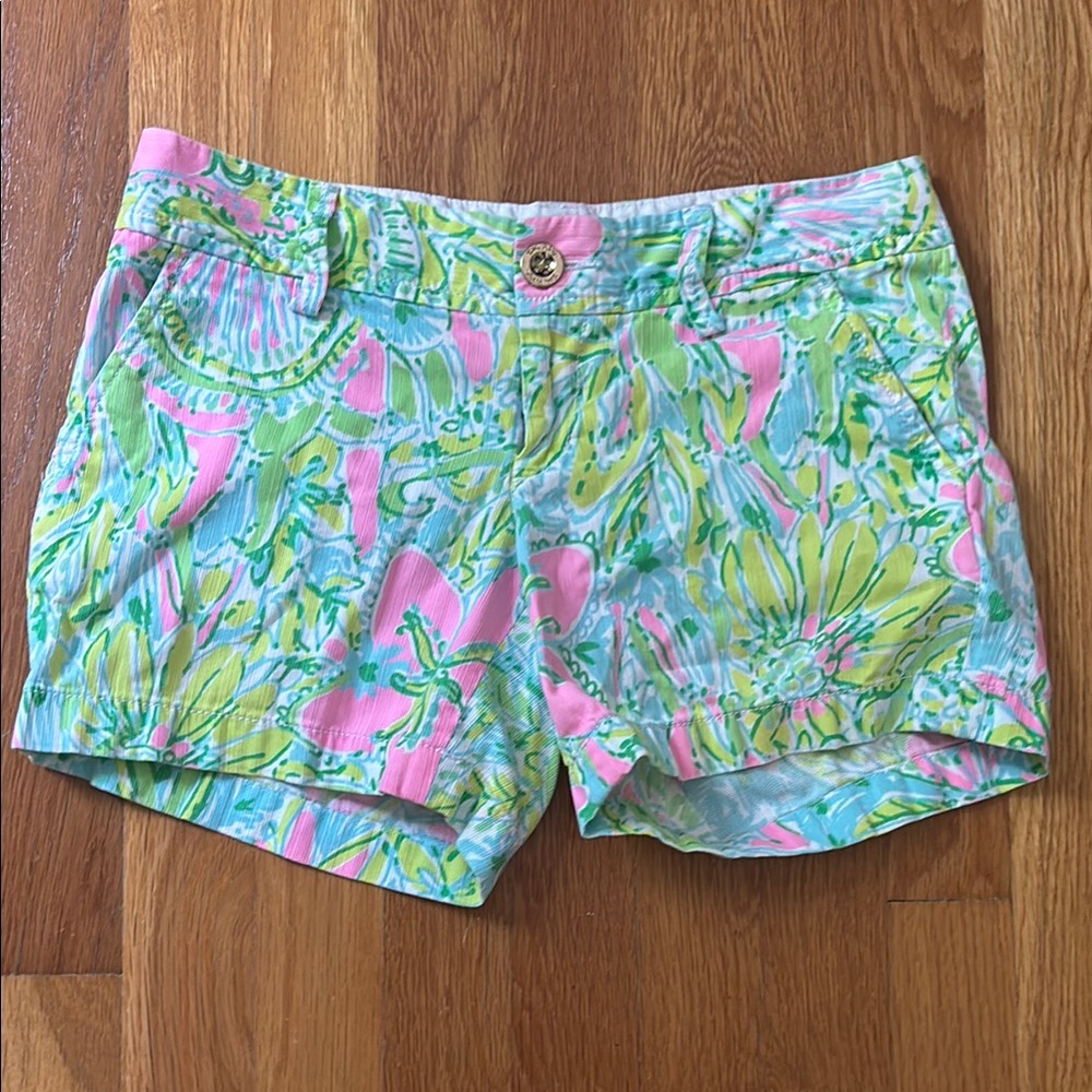 Lilly Pulitzer Pink and Green Floral Women's Shorts